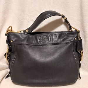 Coach Black Leather Zoe Shoulder Bag with Gold Hardware. 12671